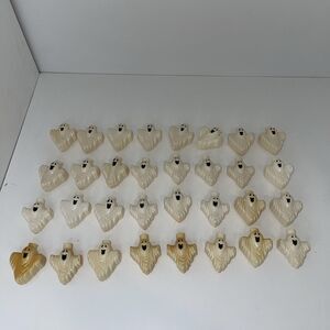 Vintage Halloween Blow Mold White Ghost Plastic String Light Covers 32 Pieces